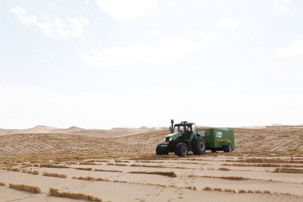 我國首個機(jī)械固沙項(xiàng)目落地實(shí)施